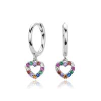 Silver Multicolor Heart Hoop Earrings