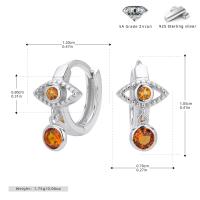 Silver Orange Evil Eye Huggie Earrings