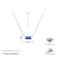 Silver Blue Zircon Bezel Pendant Necklace