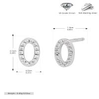 Silver-Tone Oval Pavé Stud Earrings