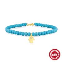925 Silver Turquoise Beaded Hamsa Bracelet