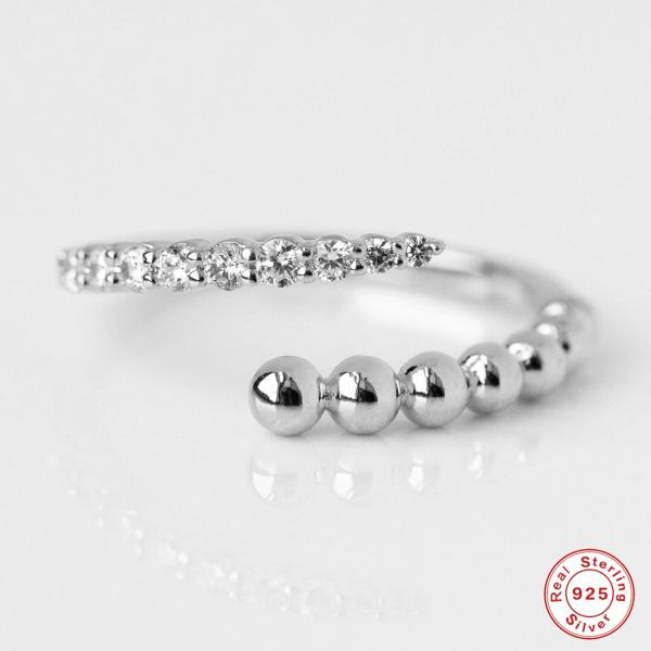 925 Silver Adjustable Cubic Zirconia Band