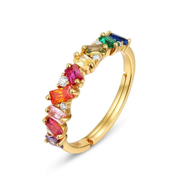 Gold Multicolor Stone Band Ring