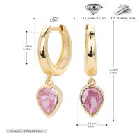 Gold Pink Cubic Zirconia Drop Earrings