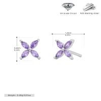 Purple Zircon Floral Stud Earrings