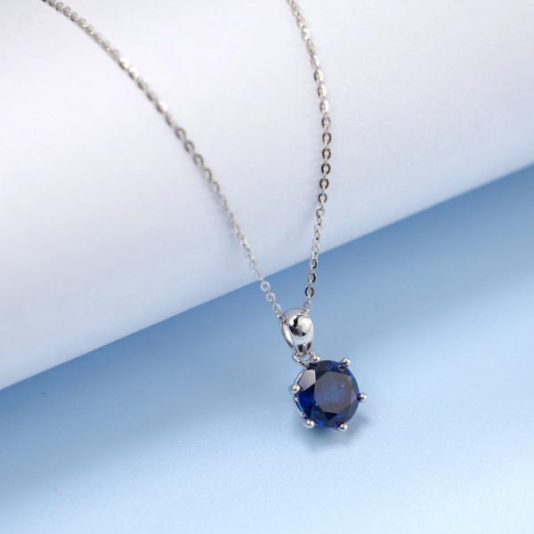 Sapphire Pendant Silver Necklace
