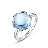 Silver Prong Set Glass Stone Ring