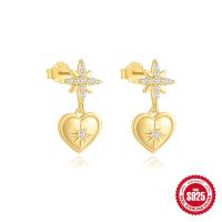 Gold-Plated Heart Star Dangle Earrings
