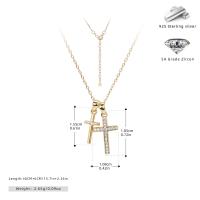 Gold Cross Pendant Necklace with Cubic Zirconia