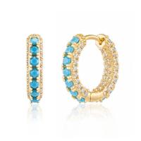 Gold & Turquoise Small Hoop Earrings