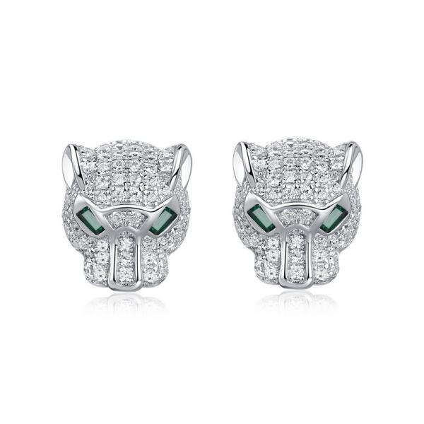 Silver Animal Pavé Stud Earrings