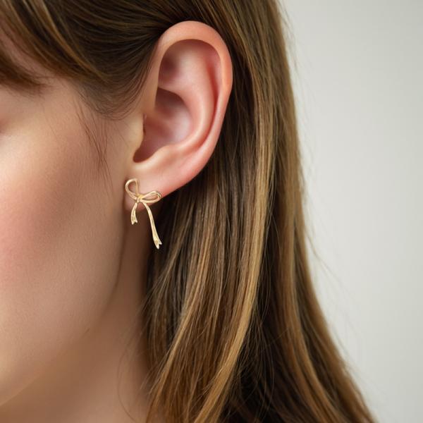 Gold-Tone Bow Stud Earrings