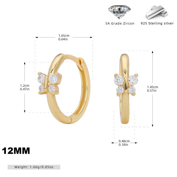 Gold Zircon Huggie Earrings