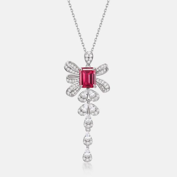 Ruby Silver Pendant Necklace