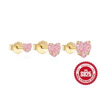 Gold-Tone Heart Cubic Zirconia Stud Earrings