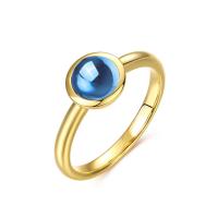 Gold Bezel Blue Glass Solitaire Ring