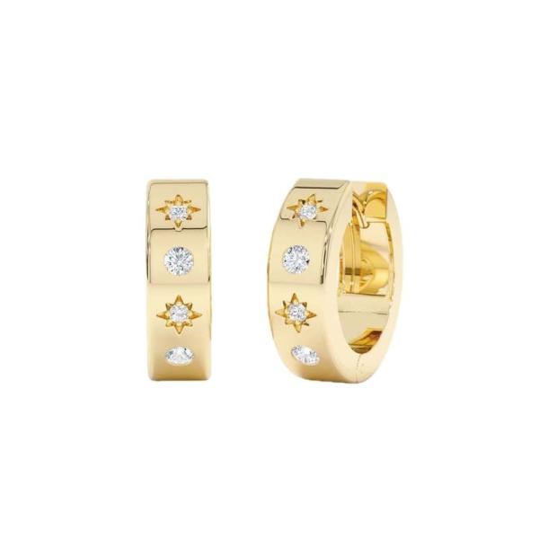 Gold Star Motif Huggie Earrings