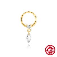 Gold-Plated Cubic Zirconia Dangle Hoop Earrings