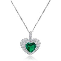 Emerald Heart Halo Pendant Necklace