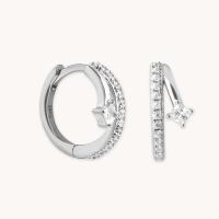 Sterling Silver Cubic Zirconia Huggie Hoops