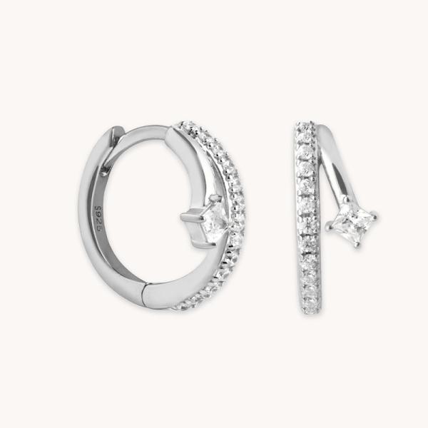 Sterling Silver Cubic Zirconia Huggie Hoops
