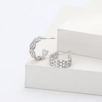 Silver Geometric Chain-Link Hoop Earrings