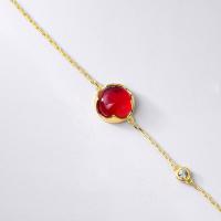 Gold-Plated Red Stone Station Bracelet