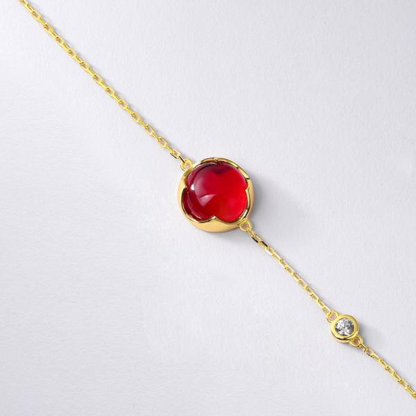 Gold-Plated Red Stone Station Bracelet