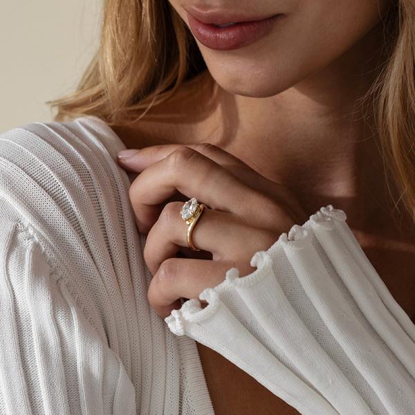 925 Silver Gold Solitaire Ring