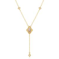 Geometric Opal Lariat Necklace