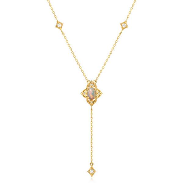 Geometric Opal Lariat Necklace