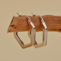 Sleek Silver Hexagonal Hoop Earrings