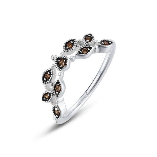 Oxidized Silver Geometric Band Ring
