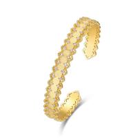 Gold Textured Bangle with Cubic Zirconia