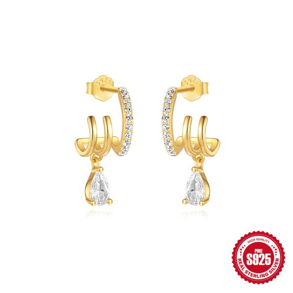 Gold-Finish Cubic Zirconia Huggie Earrings