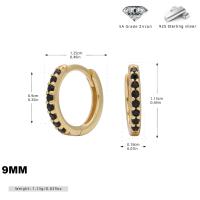Gold Huggie Earrings with Black Zircon