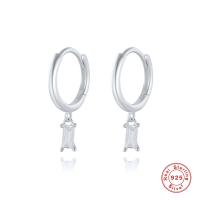 925 Silver Dangle Hoop Earrings with Cubic Zirconia