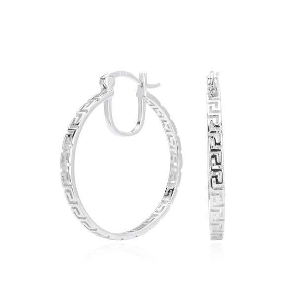 Silver Geometric Medium Hoop Earrings