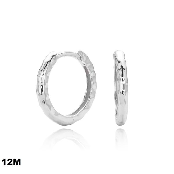 Silver Hammered Huggie Hoop Earrings