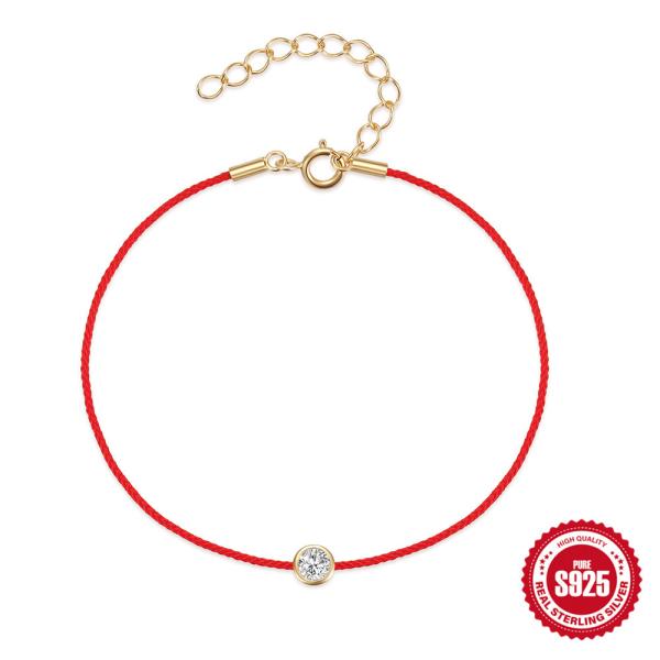 Red Cord Gold Bezel Bracelet