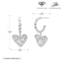 Silver Textured Heart Hoop Earrings