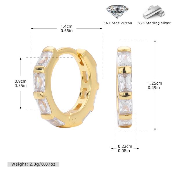 Gold Zircon Channel Huggie Earrings