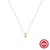 925 Silver Pearl Necklace with Gold Bow Pendant