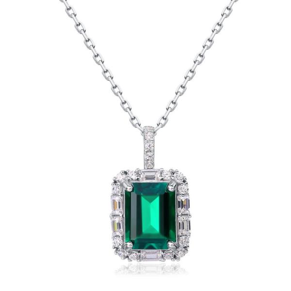 Sterling Silver Emerald Pendant Necklace