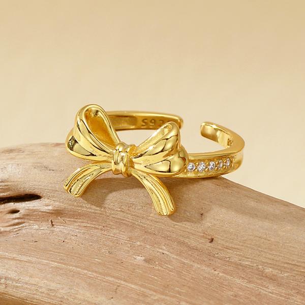 Gold Bow Pavé Band Ring