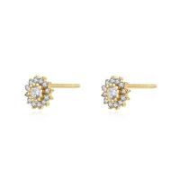 Gold Floral Crystal Stud Earrings