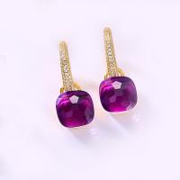 Gold-Tone Amethyst Dangle Earrings