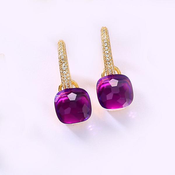 Gold-Tone Amethyst Dangle Earrings