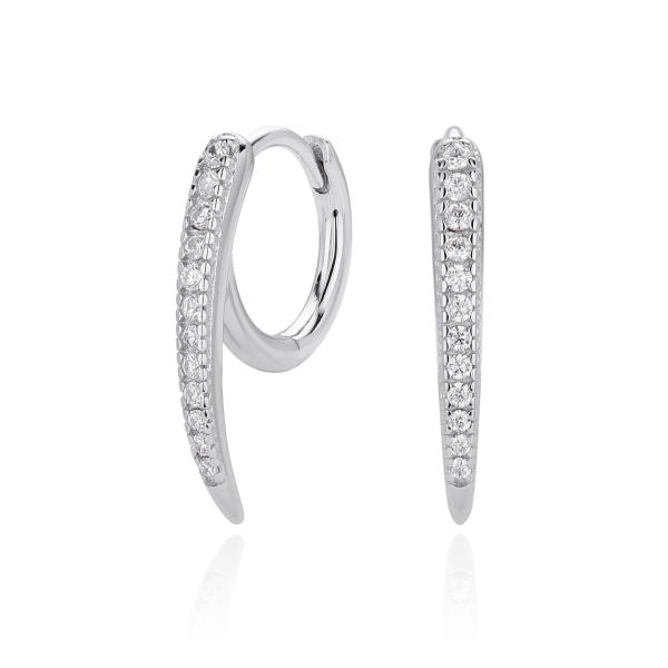 Silver Pavé Huggie Earrings