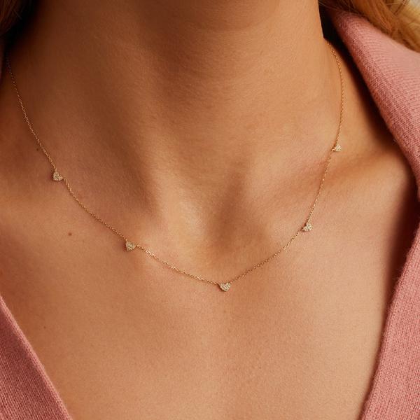 Gold Heart Station Necklace